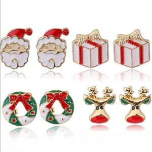 Women’s/girls 4-PCs Christmas earrings stud sets